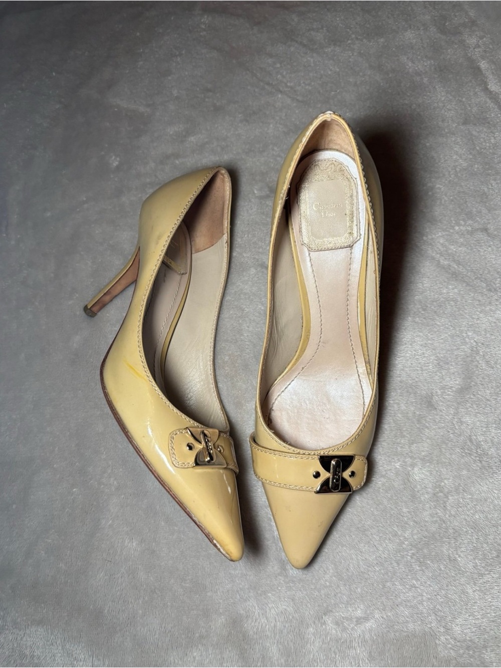 Christian Dior Vintage Patent Leather Horsebit Accent Pointed-toe Pump Heels